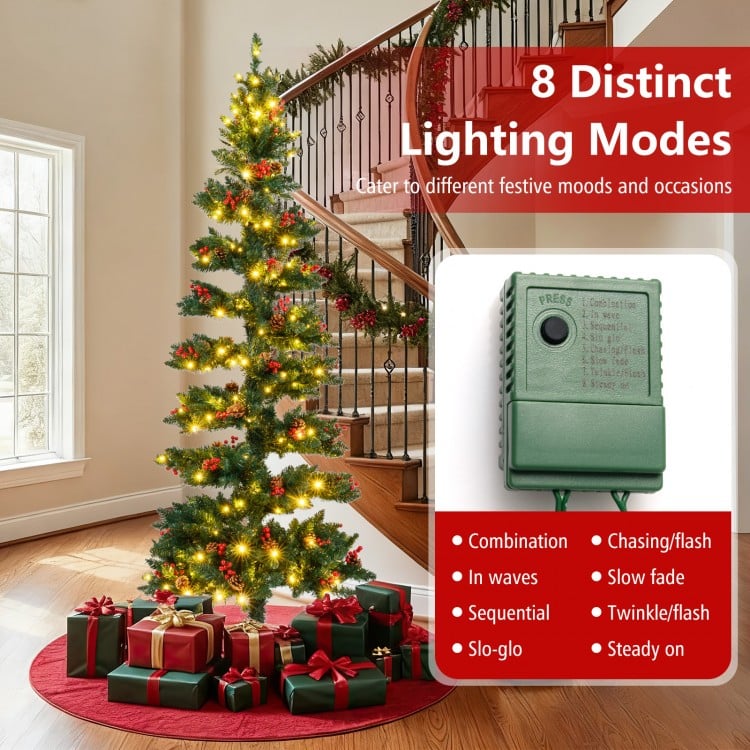 7 FT Pre-Lit Artificial Christmas Tree Spiral Holiday Tree with 791 Branch Tips and 8 Modes