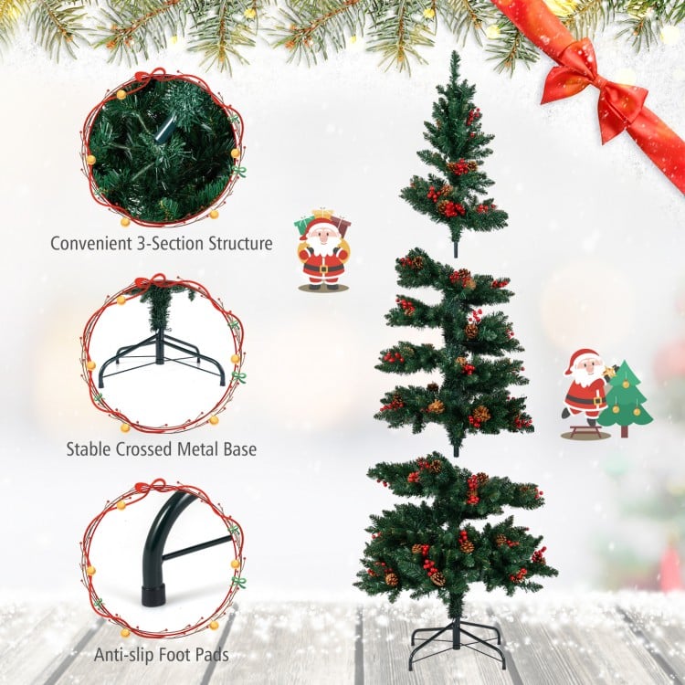 7 FT Pre-Lit Artificial Christmas Tree Spiral Holiday Tree with 791 Branch Tips and 8 Modes