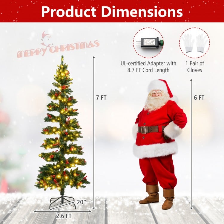 7 FT Pre-Lit Artificial Christmas Tree Spiral Holiday Tree with 791 Branch Tips and 8 Modes