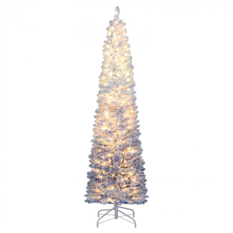 6 Feet Snow-flocked Artificial Christmas Tree with 220 Warm White LED Lights
