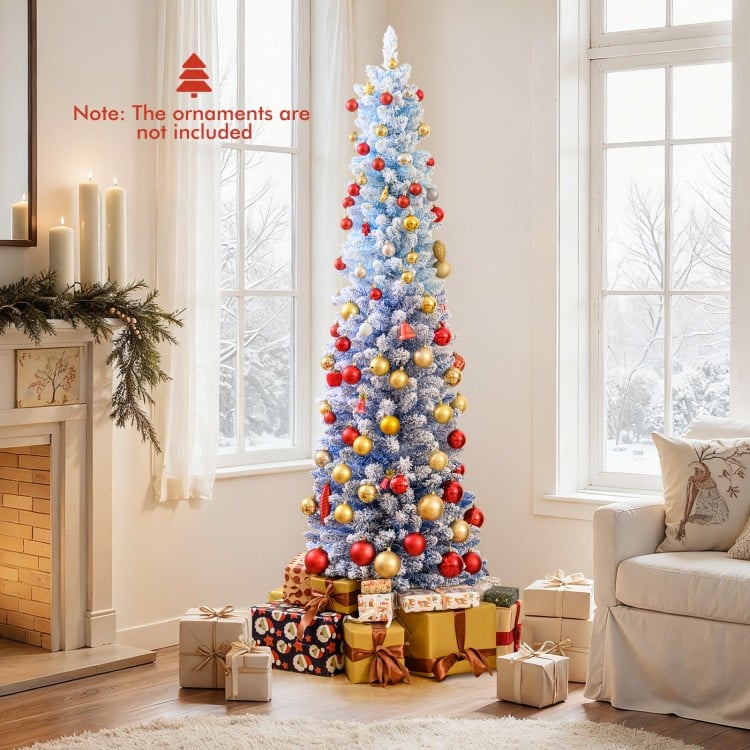 6 Feet Snow-flocked Artificial Christmas Tree with 220 Warm White LED Lights