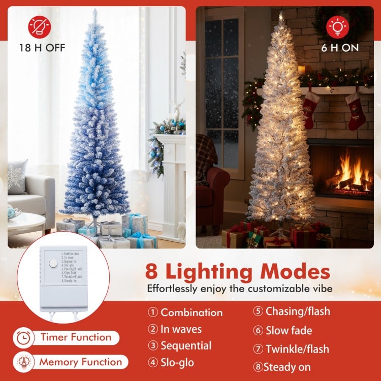 6 Feet Snow-flocked Artificial Christmas Tree with 220 Warm White LED Lights