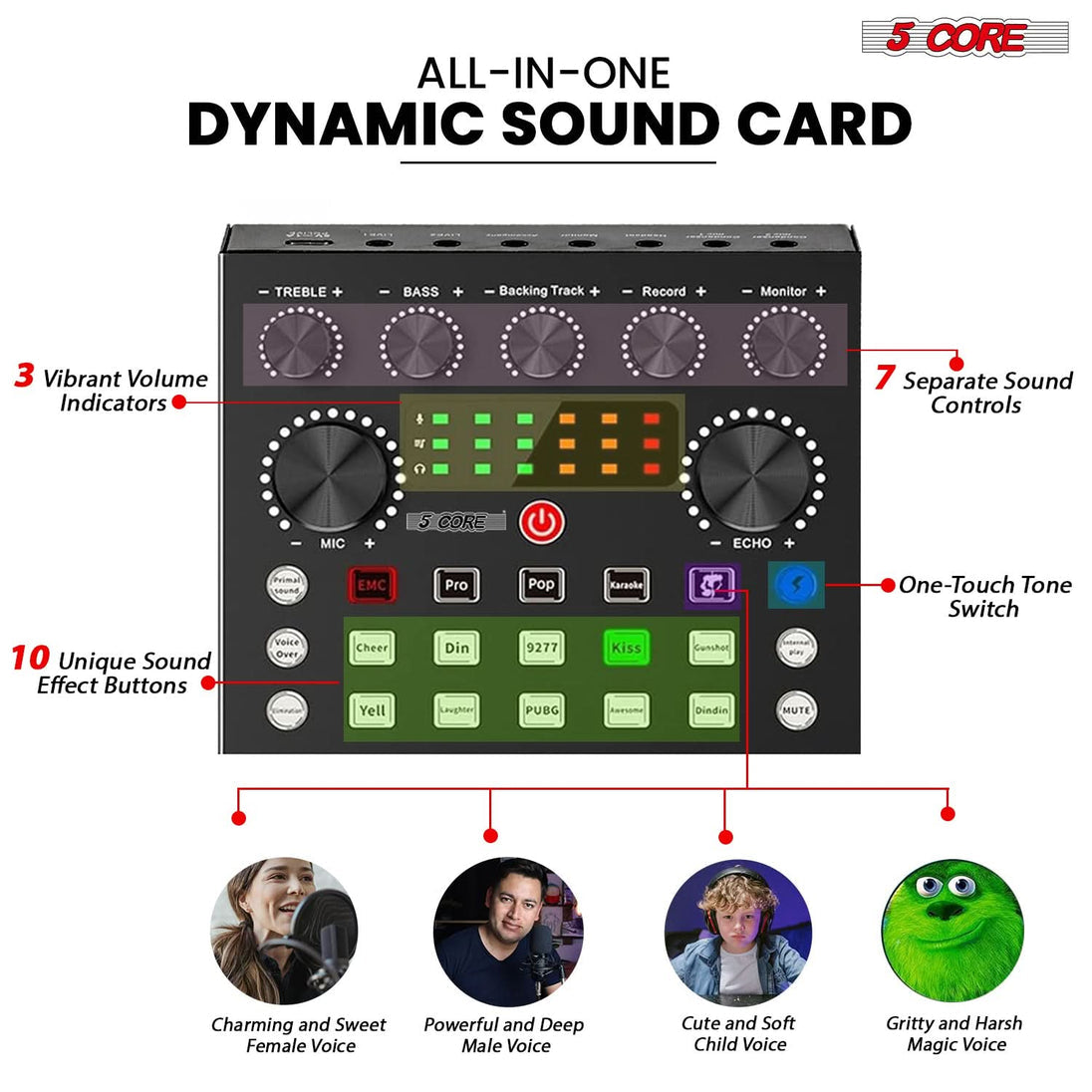 5Core Recording Microphone Podcast Bundle Professional Condenser Cardioid Mic Kit w Boom Arm