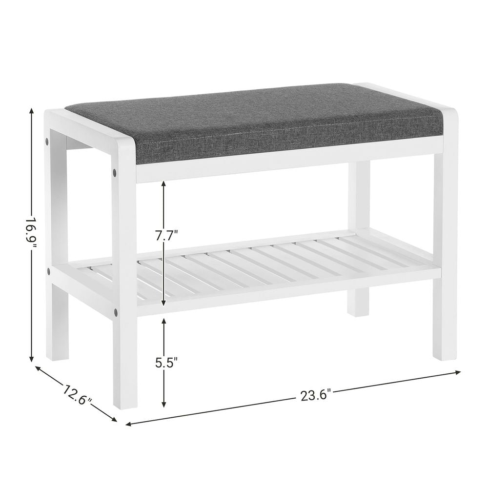 SONGMICS Shoe Rack Bench with Cushion Upholstered Padded Seat