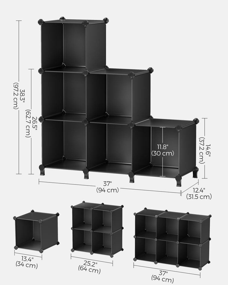 SONGMICS 6 Cube Storage Organizer with Feet and Rubber Mallet