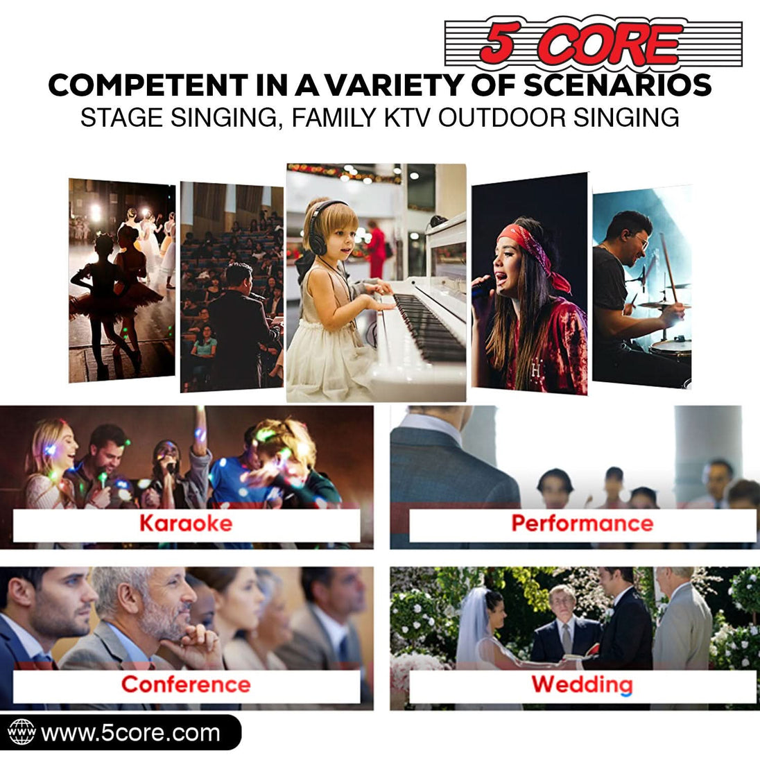 5Core XLR Dynamic Microphone – Handheld Mic for Karaoke, Singing, and Studio Use (Microfono)