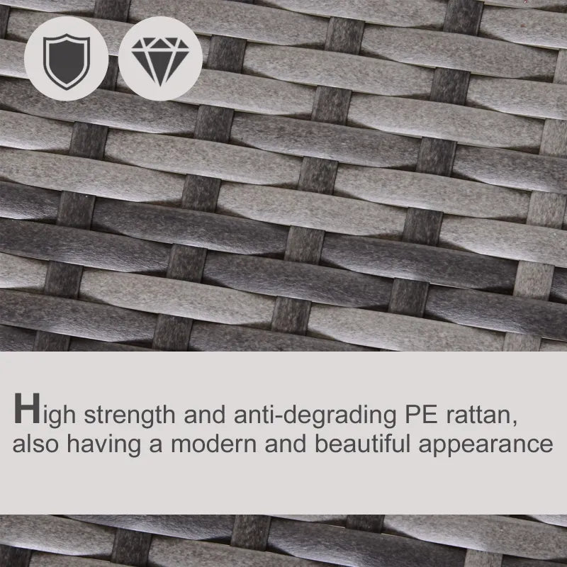 Outsunny 5PC Patio Furniture Set Outdoor Garden Rattan Wicker Sofa Cushioned Half-Moon Seat Deck with Pillow, Table, Grey