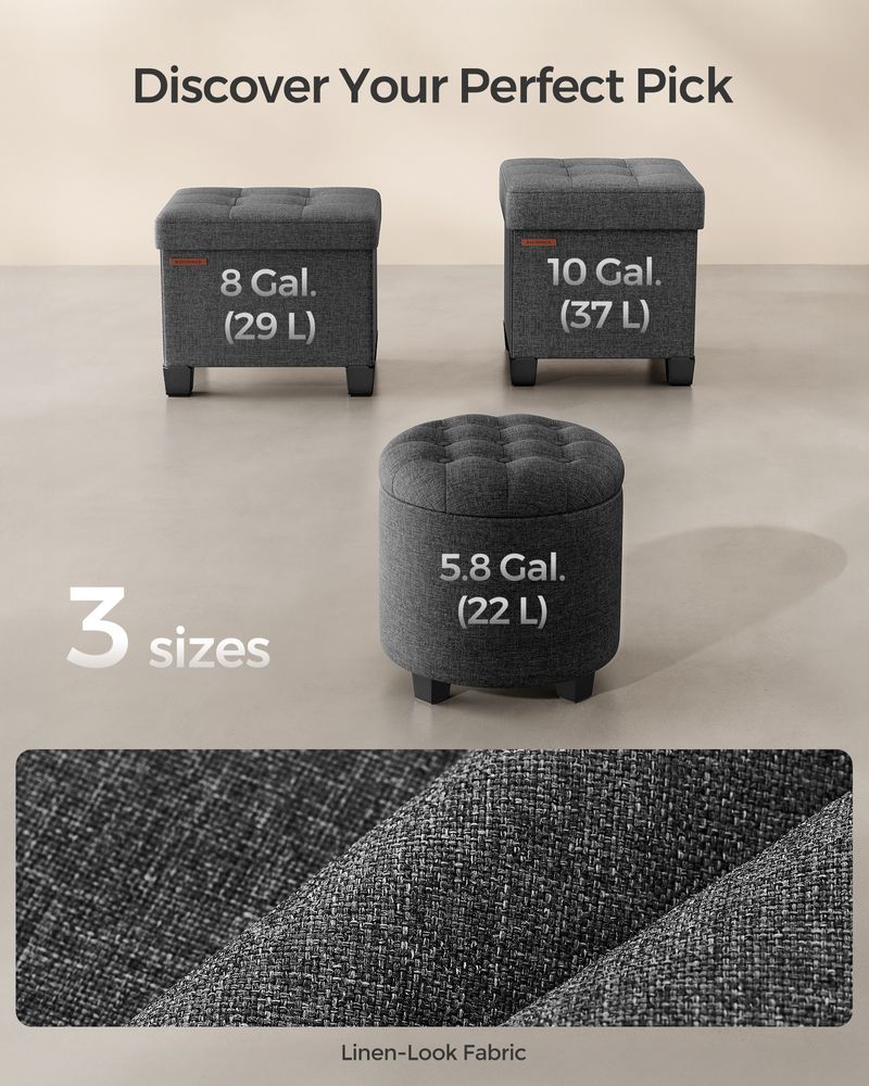 SONGMICS Round Ottoman with Legs