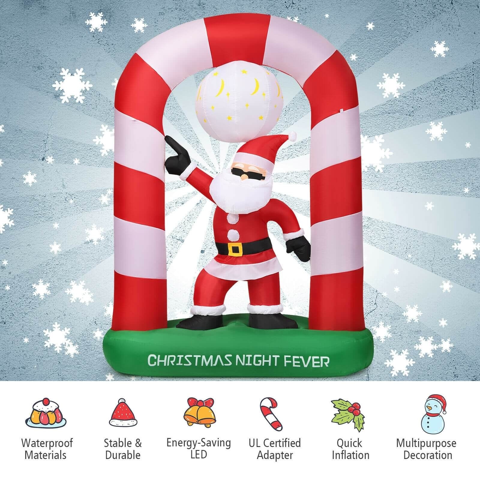 7.5 Feet Inflatable Christmas Lighted Santa ClausÂ