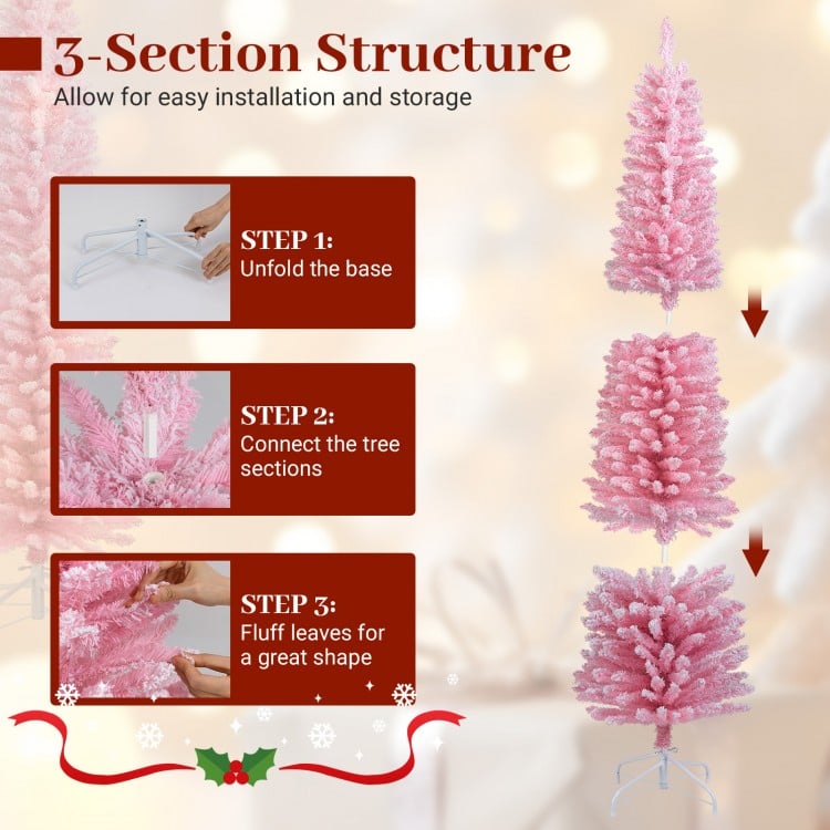 6 FT Artificial Christmas Tree with 460 Branch Tips and Folding Metal Stand