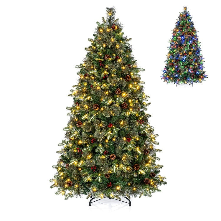 Pre-Lit Artificial Balsam Fir Christmas Tree with Dual-Color LED Lights & 9 Lighting Modes – 6 ft & 7 ft