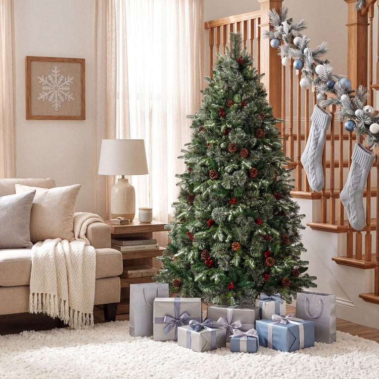 Pre-Lit Artificial Balsam Fir Christmas Tree with Dual-Color LED Lights & 9 Lighting Modes – 6 ft & 7 ft