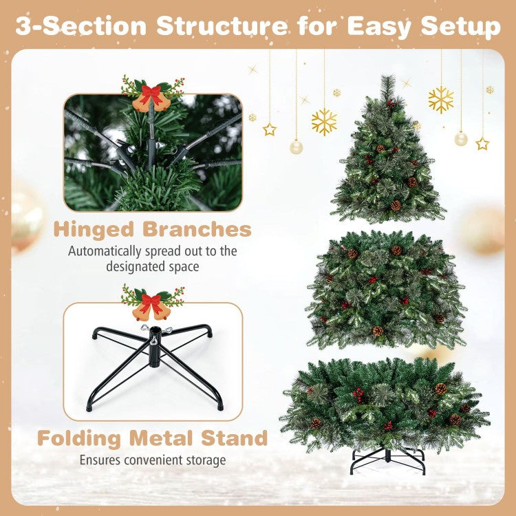 Pre-Lit Artificial Balsam Fir Christmas Tree with Dual-Color LED Lights & 9 Lighting Modes – 6 ft & 7 ft
