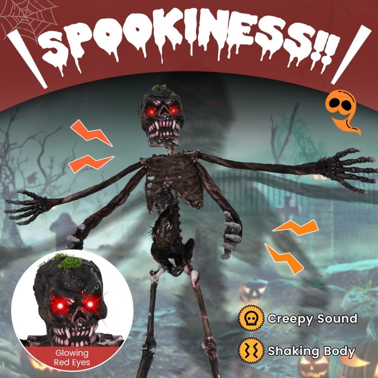 6 Feet Animated Halloween Decoration with 4 Arms Red LED-lit Eyes & Spooky Sounds