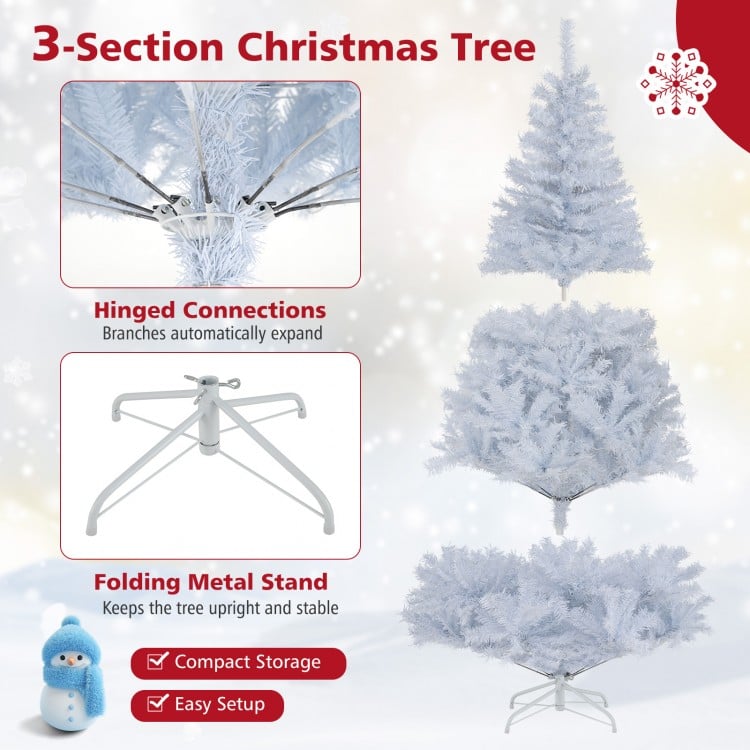 6 Feet Artificial Christmas Tree Hinged Pre-Lit Xmas Tree with 11 Lighting Modes