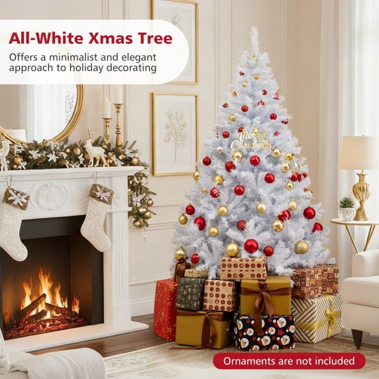 6 Feet Artificial Christmas Tree Hinged Pre-Lit Xmas Tree with 11 Lighting Modes