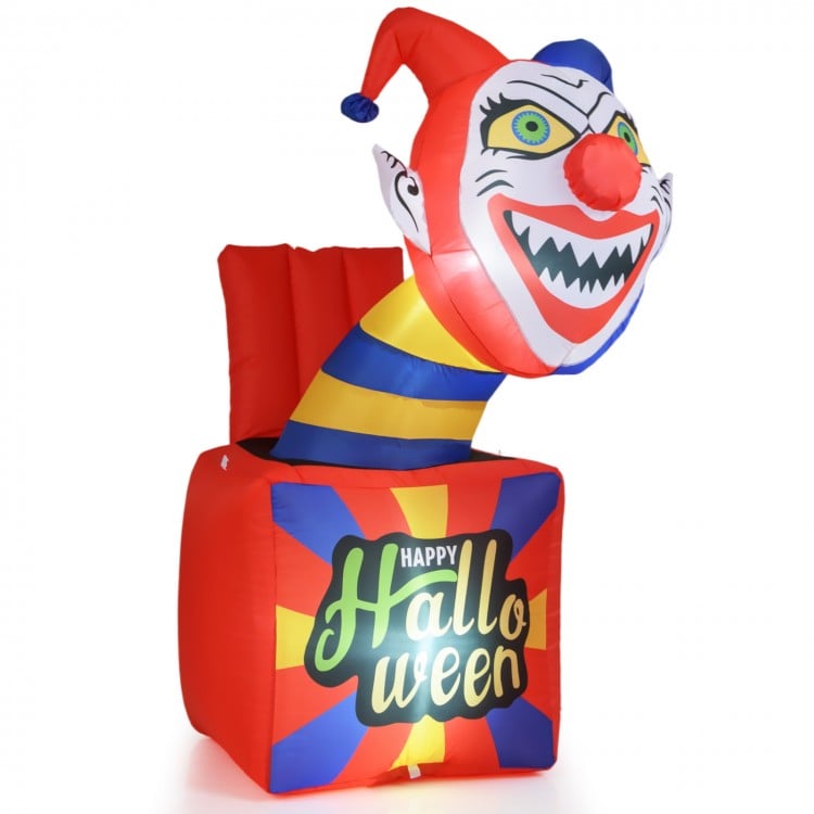 6 Ft Halloween Inflatable Clown with LED Lights for Indoor Outdoor Porch