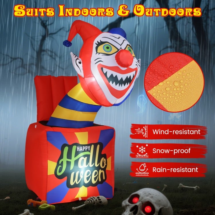 6 Ft Halloween Inflatable Clown with LED Lights for Indoor Outdoor Porch