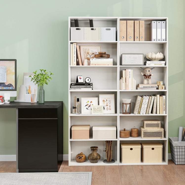 6-Tier Bookcase with 6 Open Shelves and Anti-Toppling Kits-White