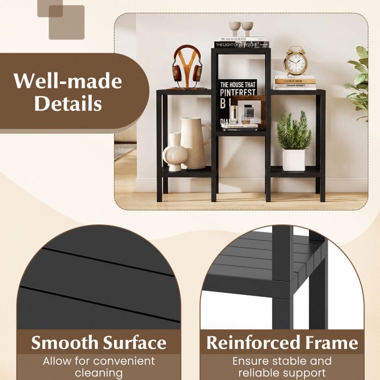 6-Tier Plastic Modular Storage Shelves for Living Room and Kitchen-Black