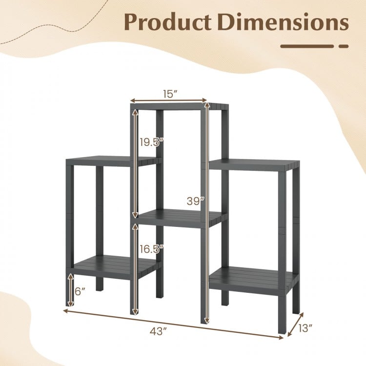 6-Tier Plastic Modular Storage Shelves for Living Room and Kitchen-Gray