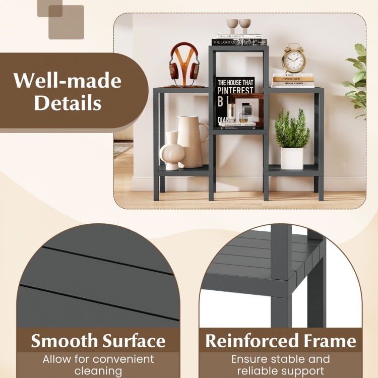 6-Tier Plastic Modular Storage Shelves for Living Room and Kitchen-Gray