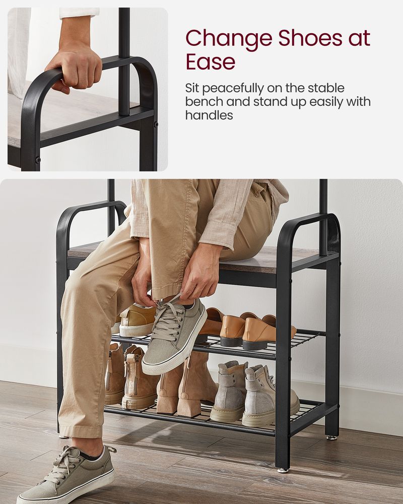 VASAGLE Coat Rack with Shoe Bench for Entryway