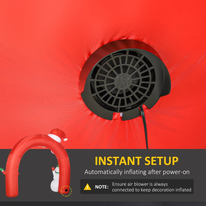 HOMCOM 9FT Inflatable Christmas Archway with Santa Claus & Snowman, Outdoor Blow Up Decoration with LED Lights