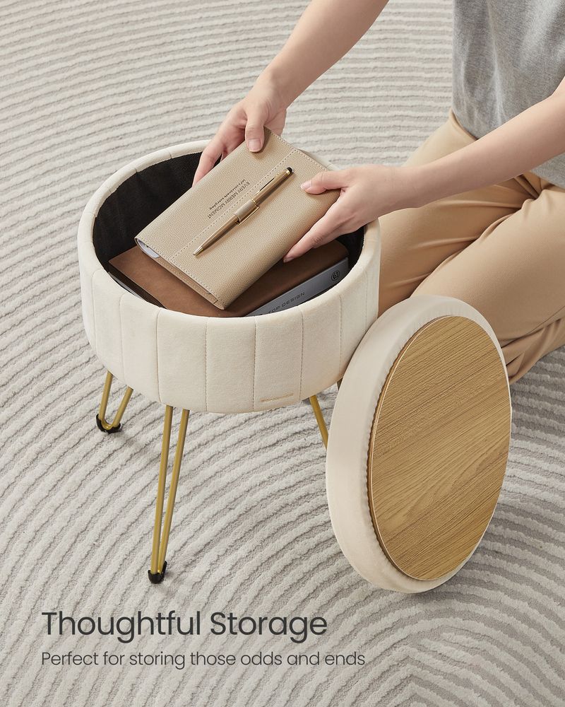 SONGMICS Small Vanity Stool Chair with Storage
