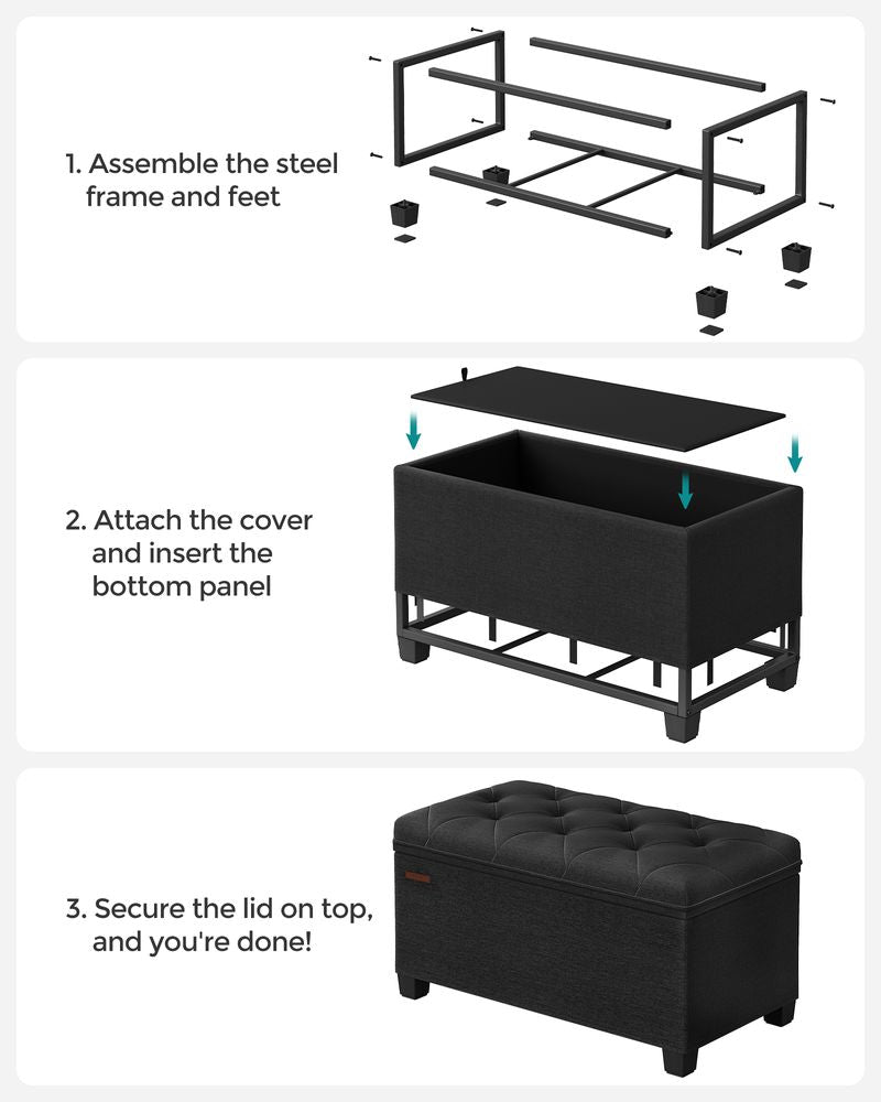 SONGMICS Storage Ottoman Bench with Legs, Load up to 660 lb