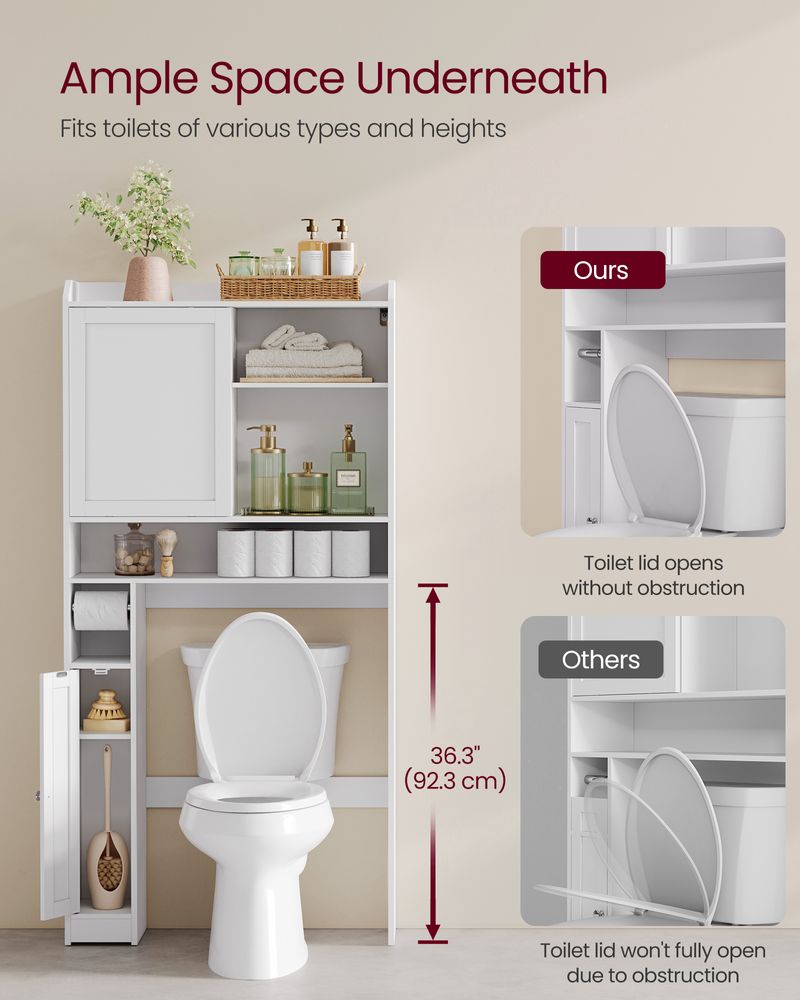 VASAGLE Over the Toilet Storage Shelf with Sliding Door