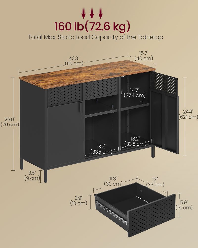 SONGMICS Storage Cabinet with 2 Doors