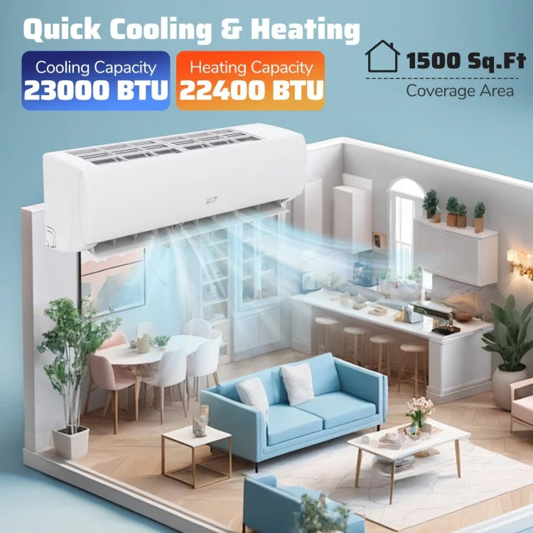 23000 BTU 208/230V Mini Split Heat Pump Heats at -15℃/5℉, Anti-Freeze Chassis Technology
