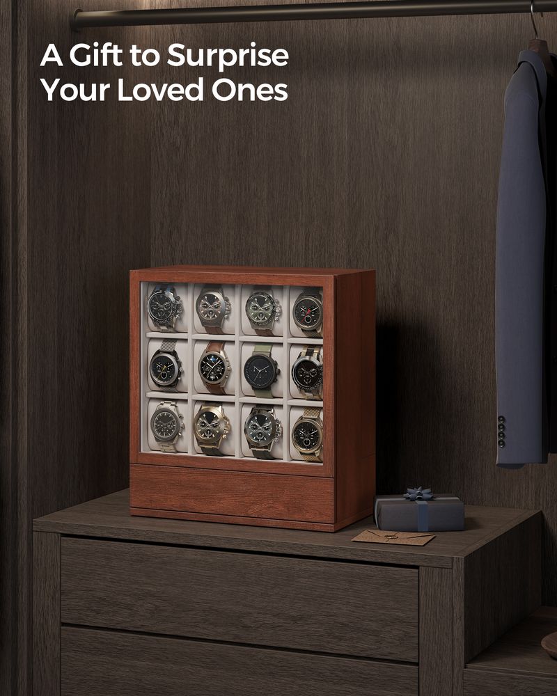 SONGMICS 12-Slot Wooden Watch Box