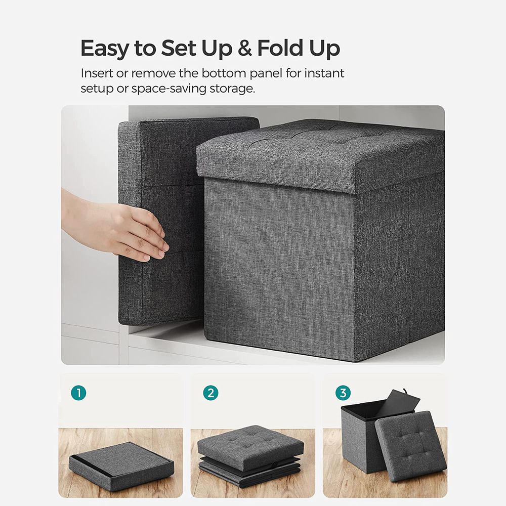 SONGMICS 11.8 Inches Small Folding Storage Ottoman Cube