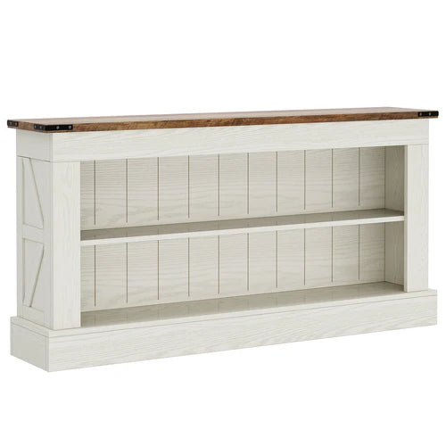 63" Modern TV Stand for Up to 75" TVs, Farmhouse Entertainment Center Media Console with Open Shelves Rustic White & Brown