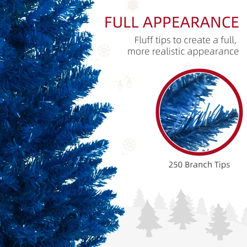 HOMCOM Pencil Christmas Tree, Slim Artificial Xmas Tree in Deep Blue & Mint, Skinny Holiday Decoration for Home & Office