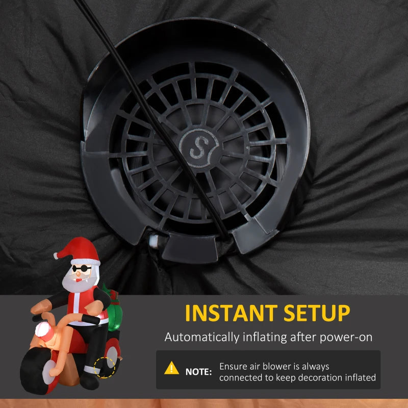 HOMCOM 5.2FT Inflatable Christmas Santa Claus on Snowmobile, LED Lighted Blow Up Decoration for Indoor & Outdoor Holiday Display