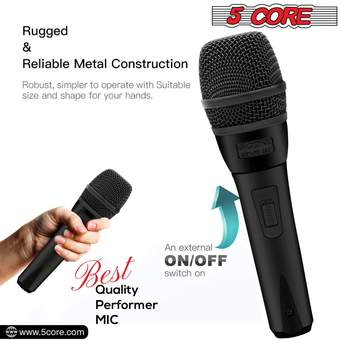 5Core XLR Microphone Dynamic Mic Karaoke Singing Studio Microfono Handheld Mics ND-32 ARMEX