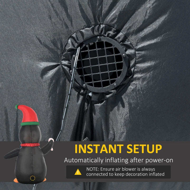 HOMCOM 8FT Inflatable Christmas Penguin, LED Lighted Blow Up Holiday Decoration for Indoor & Outdoor Yard Display