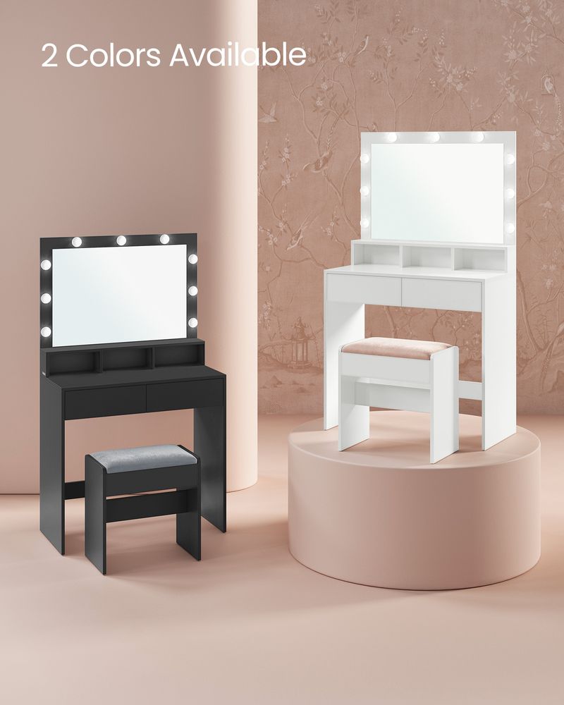 VASAGLE Vanity Desk with Mirror and Lights