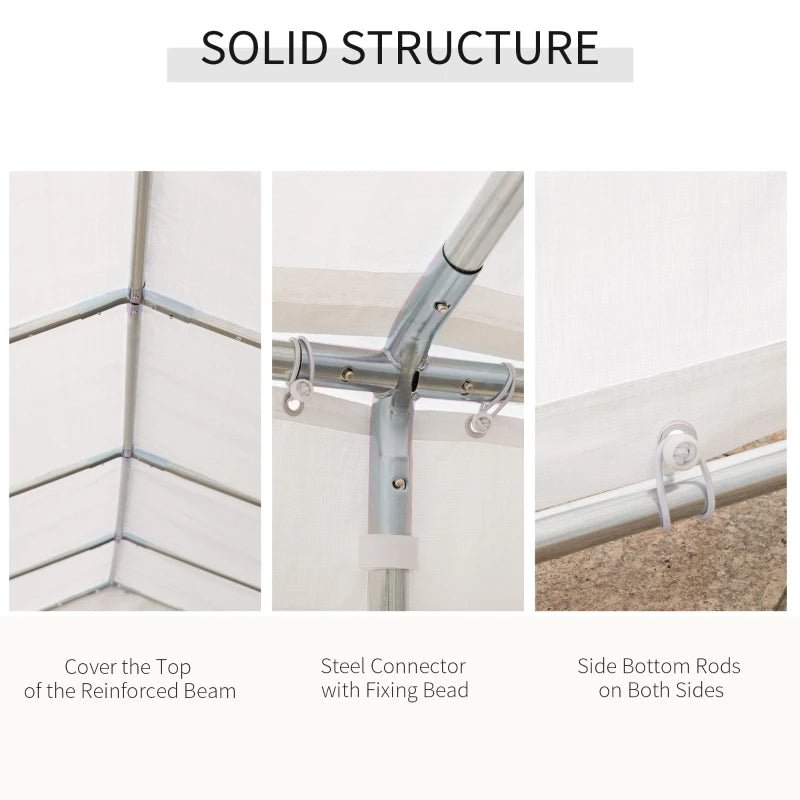 Outsunny 32'x16' Large Patio Gazebo, Steel Party Event Wedding Tent Canopy Carport Garage W/ 4 Removable Sidewalls for Outdoor Parking, White