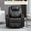 HOMCOM Massage Recliner Chair for Living Room with 8 Vibration Points, PU Leather Swivel Rocker Manual Reclining Chair with Cup Holders, Brown