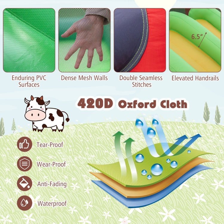 6-in-1 Inflatable Bounce House with Double Slides without Blower