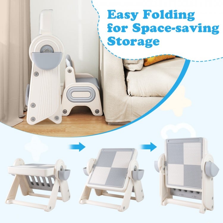 6-in-1 Multi-activity Children Table and Chair Set Folding Art Easel Set