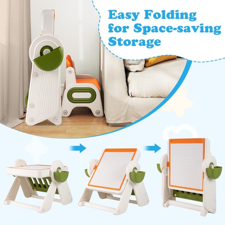 6-in-1 Multi-activity Children Table and Chair Set Folding Art Easel Set