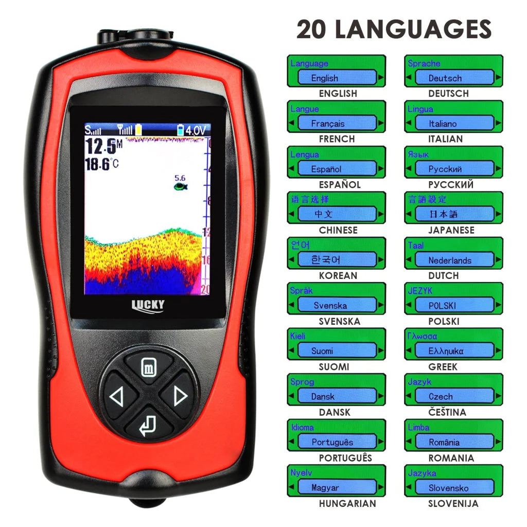 FF-1108-1CWLA Wireless Fish Finder with Rechargeable Sonar Sensor, Fish Attracting Light, 147 ft Depth Detection & 2.4" Color LCD
