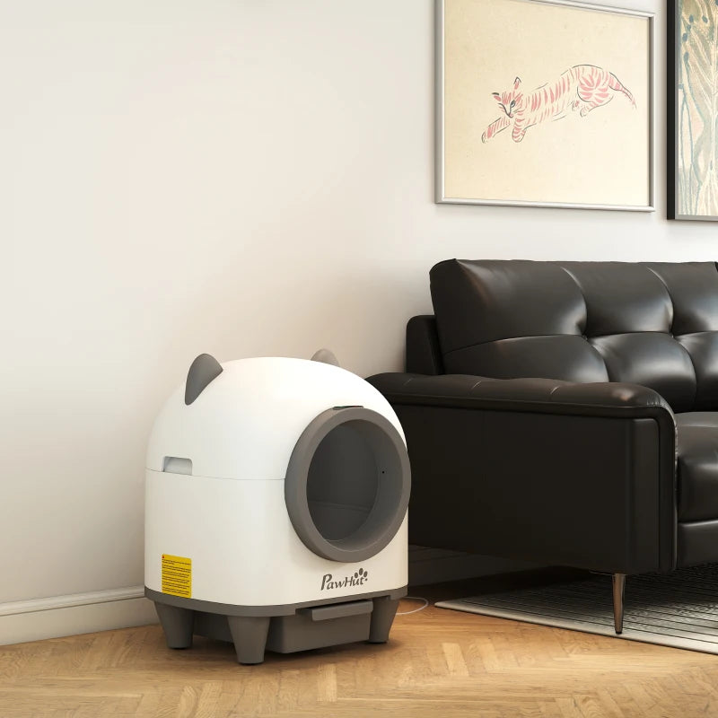 Automatic Cat Litter Box with App Control, Odor Isolation, Safety Protection, Anti-Pinch, 1 Roll Garbage Bag