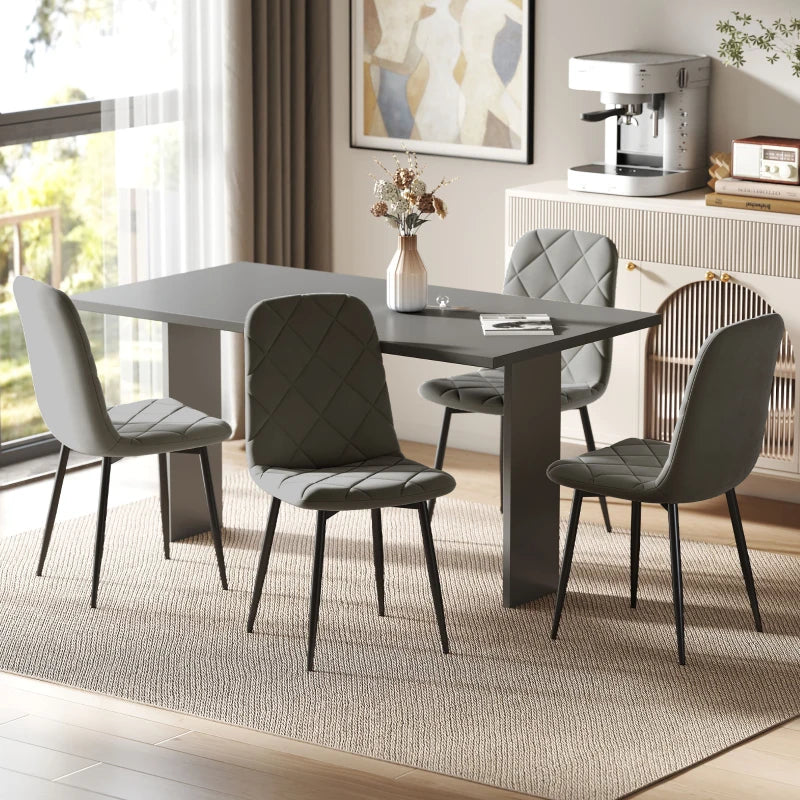 Dining Chairs Set of 4, Upholstered Dining Room Chairs with Steel Legs, Modern Kitchen Chair for Dining Room, Grey