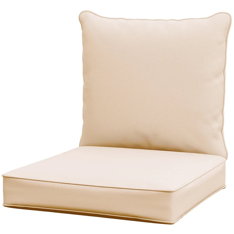 Patio Chair Cushions, Thick Deep Seat Outdoor Seat Cushion with Back Cushion, Beige